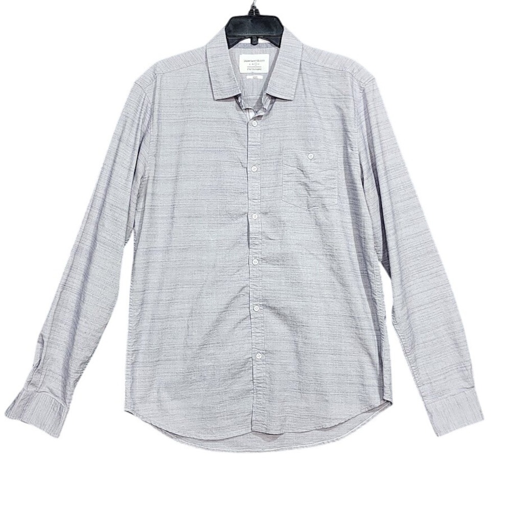 Paper Denim Cloth Button Down Shirt Slim Fit Stretch Fabric Gray Large - Picture 1 of 8